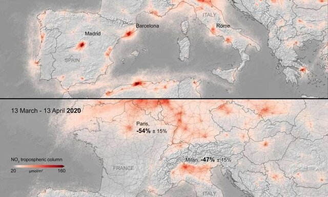 ادامه روند کاهش آلودگی هوا در اروپا در پی شیوع کووید-۱۹