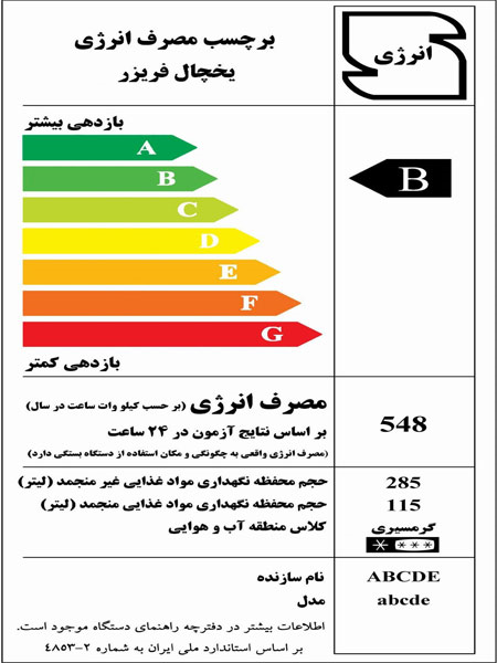 در صورتی که برچسب انرژی بر روی یخچال